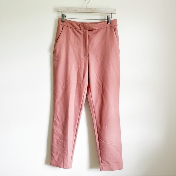 Zara Mauve Blush Flat Front High Waist Cropped Dress Pants sz Medium - Picture 3 of 7